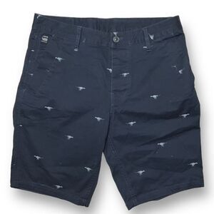🦖‎ G-Star Raw Bronson AOP Shorts 32 🔥 Navy Dino-Drip Chino Flex